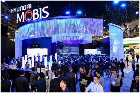 1월 미국 라스베이거스에서 열린 세계 최대 국제 전자 전시회 'CES 2025'에 마련된 현대모비스 부스의 모습. (사진=현대모비스 제공)