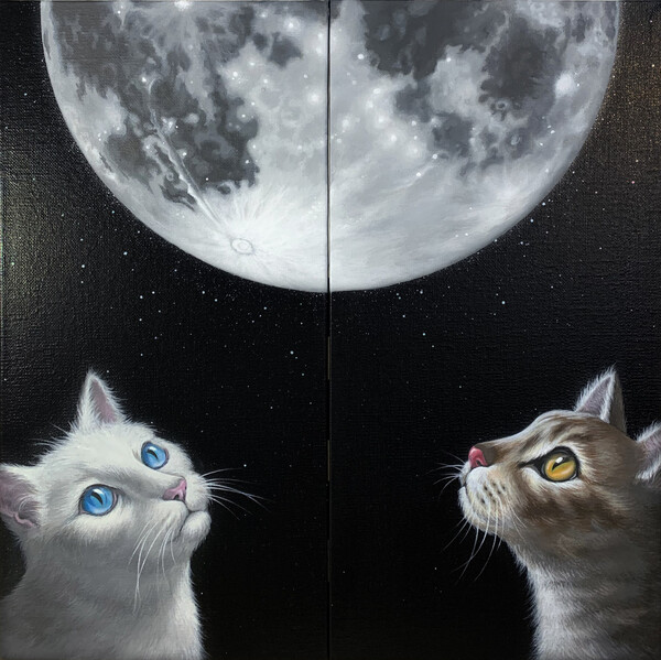 달고양이 01, 02 40 x 20cm 2EA Acrylic on canvas, 2023