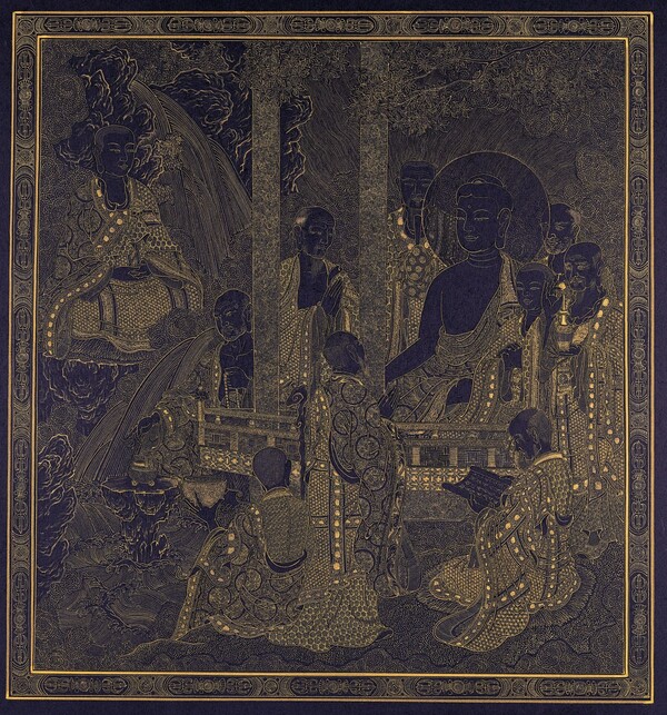 10대 제자와 함께 48.2x45.2cm, 감지에 금, 2002