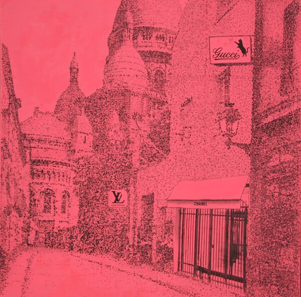 몽마르트(Montmartre), 80x80cm, 캔버스에 혼합재료, 2022