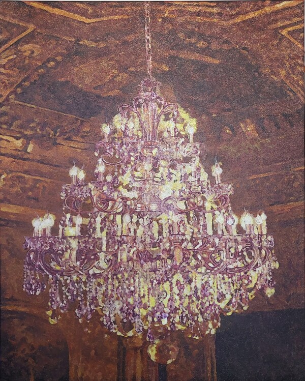 Candella, 162X130cm, K_ink, color, glass micro spheres on canvas, 2023