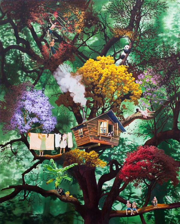 On the stage -tree story 5 oil on canvas 162.2 x 130.3cm 2024