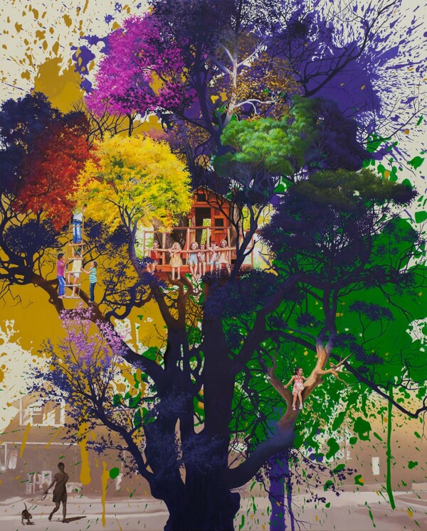 On the stage -smashed tree 3 oil on canvas 162.1 x 130.3cm 2024