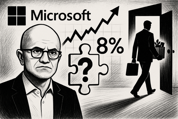 글 내용에 맞춰 챗GPT가 그려낸 삽화. 왼쪽 인물은 사티아 나델라 마이크로소프트 CEO. (자료=뉴스버스)