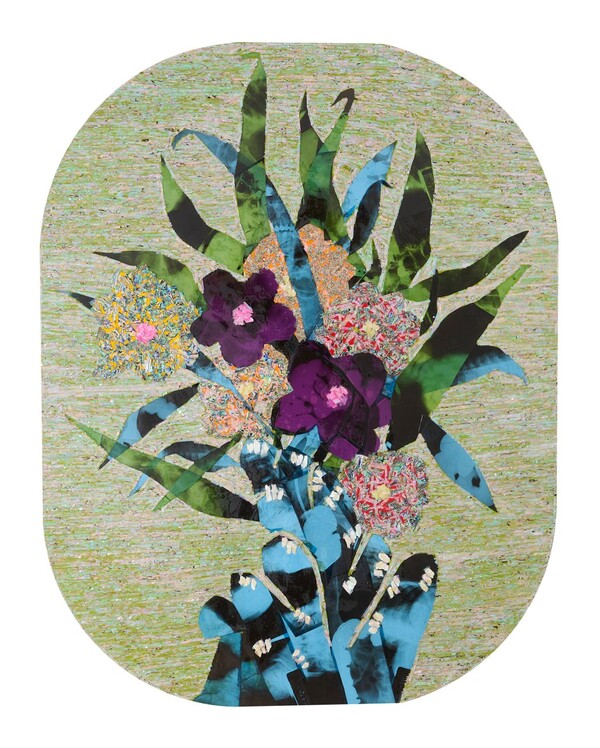 뢴트겐의 정원, 캔버스 한지 위에 자개 채색, 120x94cm, 2025