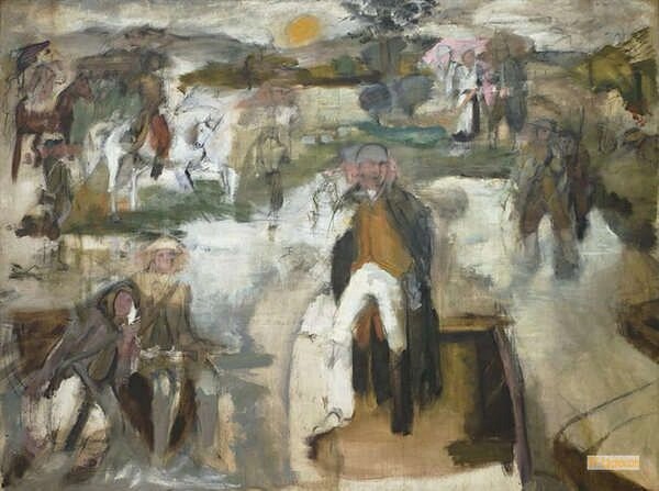 ‘델라웨어 강을 건너는 워싱턴’ 레리 리버스, 유화와 드로잉, 212.4 x 283.5 cm, 1953