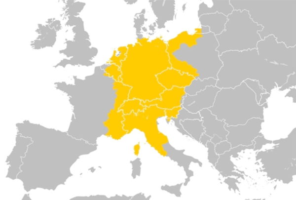 신성로마제국의 최대 영토 (13세기 중엽)