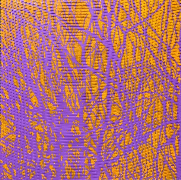 acrylic gouache, gel on modelling made canvas 61x61 cm 2025