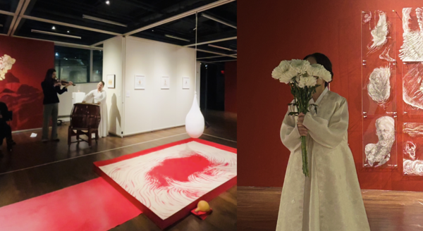 이하윤, 〈Voiced, Voiceless, Again Voicing〉, 10. 15. 2025, 퍼포먼스 @ 앤 앤드류 시바 갤러리, 사진 이미지 작가 제공. Photo by Mei Seva